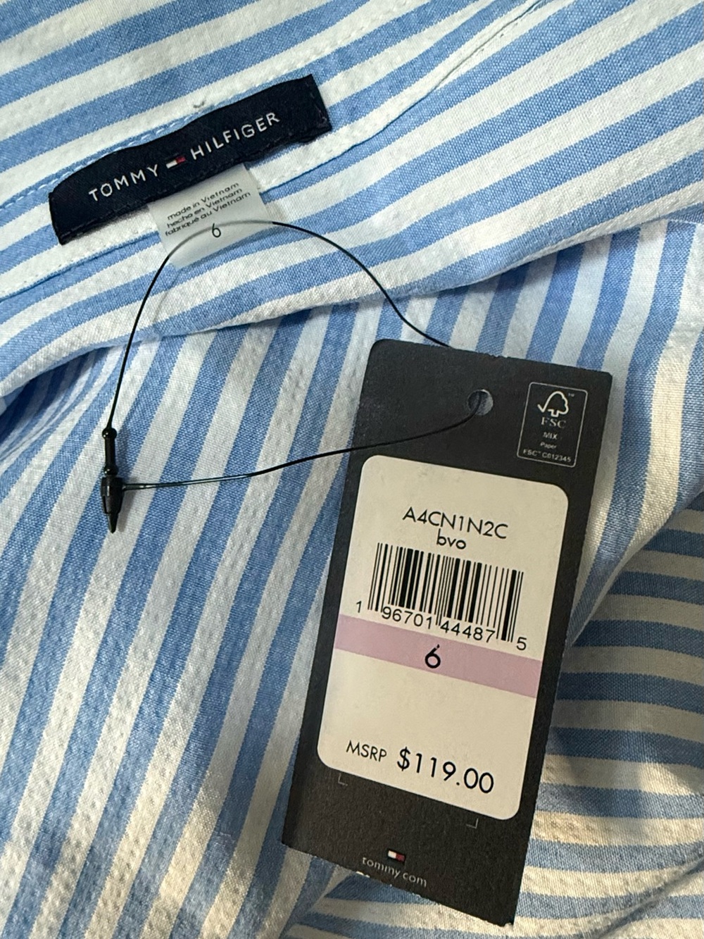 NWT Tommy Hilfiger Sleeveless Blue & White Stripe Dress with Tie Waist! Size 6! - Picture 7 of 9